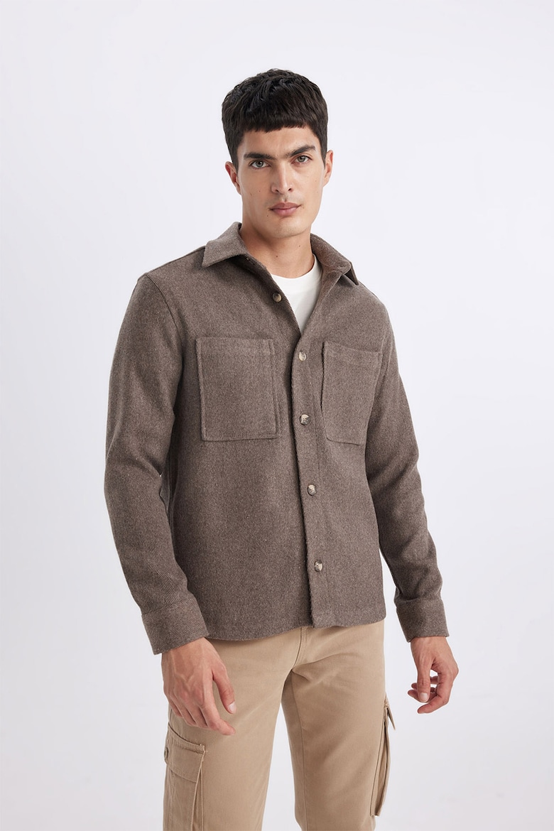 Куртка рубашечного типа с карманами Defacto, коричневый