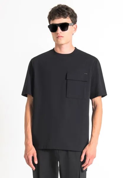 Футболка с принтом Oversized T-Shirt With Heart Side Pocket Antony Morato, черный