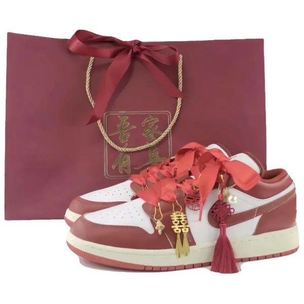 Кроссовки Air Jordan 1 Vintage Basketball Shoes Unisex Low-top Red/white, красный