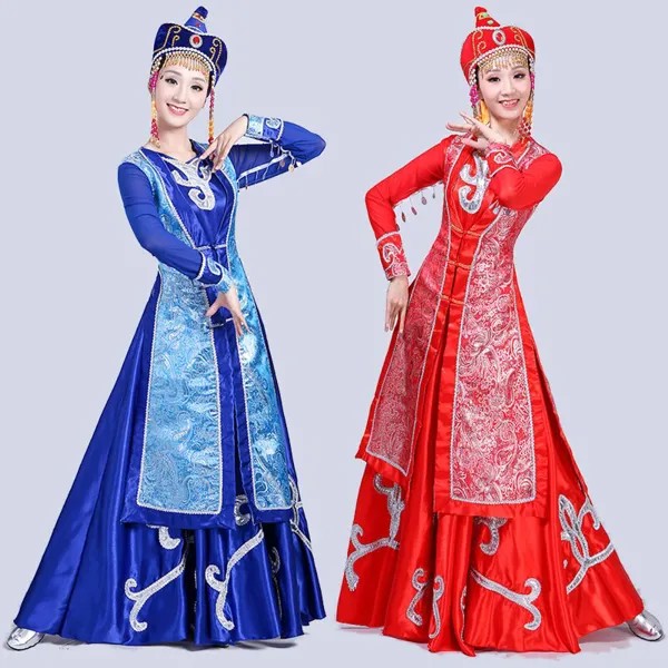 Монгольская одежда для шоу, костюм-платье, внутренняя Женская одежда, монгольский халат, юбка для выступлений этнических меньшинств для взр...