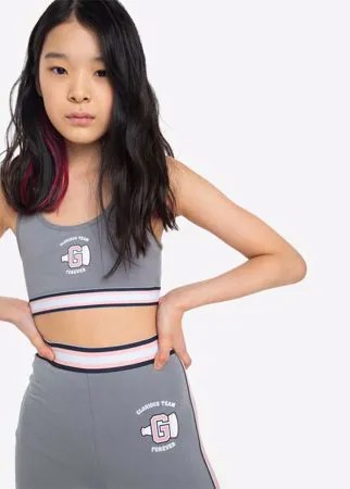 Серый топ с принтом для девочки Gloria Jeans
