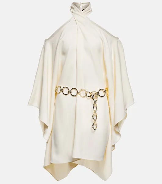 Мини-платье Piccolo Mambo из крепа с поясом TALLER MARMO, белый