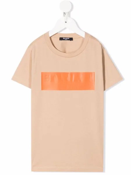 Balmain Kids футболка с тисненым логотипом