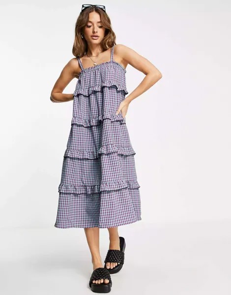 Мини-платье в клетку Vero Moda с бретелями и бретелями