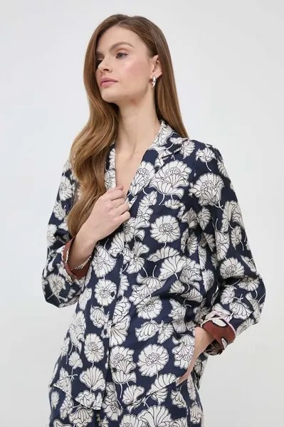 Шелковая рубашка Weekend Max Mara, темно-синий