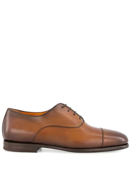 Туфли-оксфорды Santoni из полированной кожи, коричневый