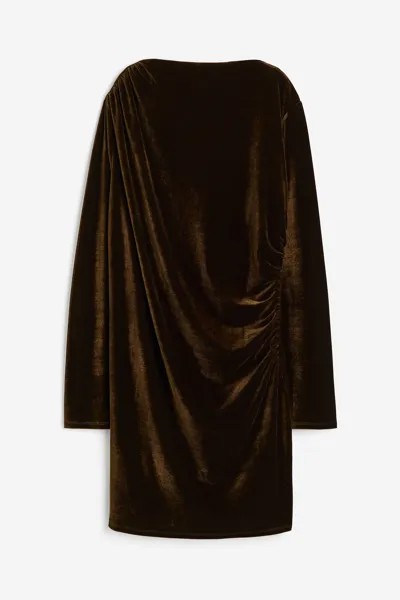 Платье H&M Gathered Jersey, темно-оливковый
