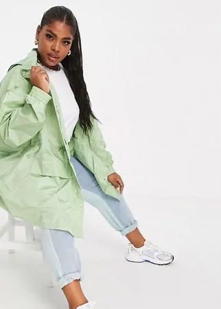 Куртка-дождевик мятного цвета с четырьмя карманами ASOS DESIGN Curve-Зеленый цвет