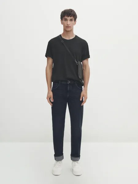 Джинсы среднего кроя dirty wash Massimo Dutti, индиго