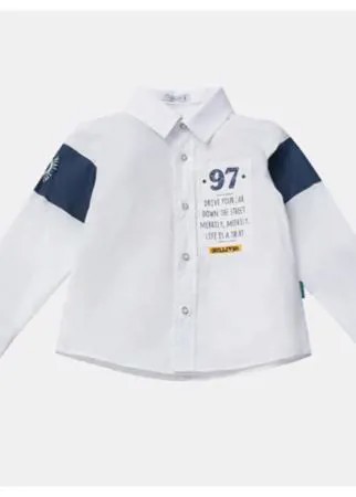 Рубашка Gulliver Baby,  для мальчиков, хлопок, на пуговицах, длинный рукав, размер 74, белый