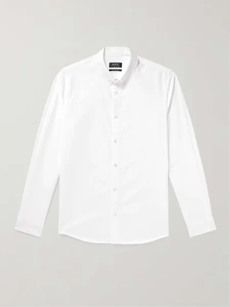 Хлопковая оксфордская рубашка с вышитым логотипом и воротником на пуговицах Greg A.P.C., белый