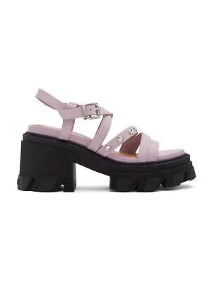 GANNI Женские розовые 2-дюймовые кожаные сандалии на платформе с круглым носком на блочном каблуке с ремешком на пятке 39