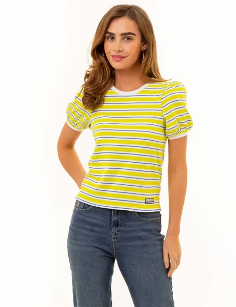 Футболка U.S. Polo Assn. Horizontal Stripe Volume Sleeve, зеленый
