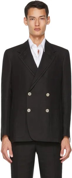 Черный двубортный пиджак из конопли Fendi