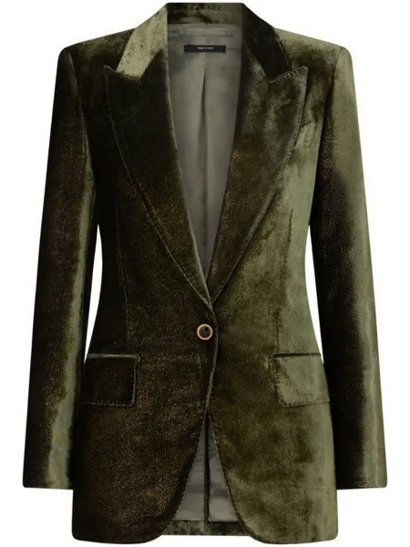 Однобортный бархатный пиджак TOM FORD, зеленый
