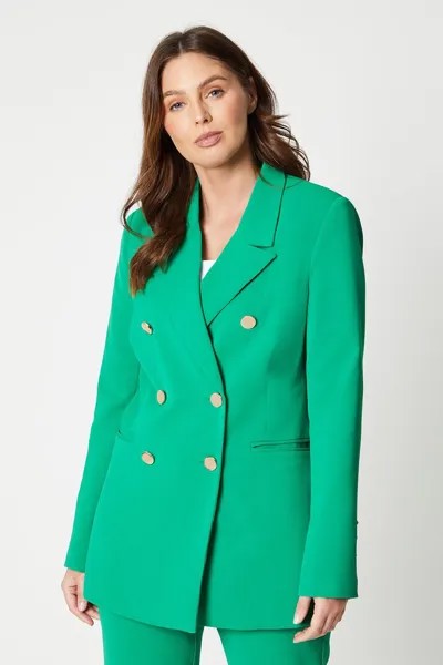 Двубортный удлиненный пиджак премиум-класса Wallis, зеленый