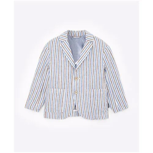 Пиджак льняной в полоску Gulliver, цвет Полосатый, размер 104, мод.12205BMC4801