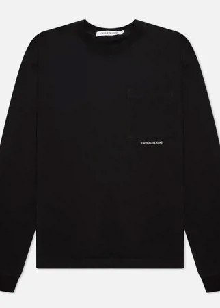 Мужской лонгслив Calvin Klein Jeans LS Micro Essential Pocket, цвет чёрный, размер L