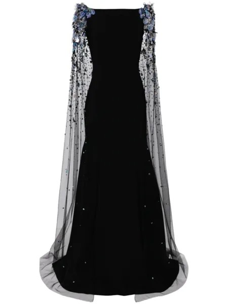 Jenny Packham платье-кейп Bittersweet с бусинами, черный