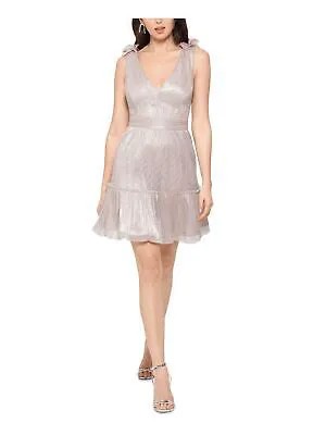 XSCAPE Женское розовое короткое платье без рукавов с оборками и V-образным вырезом на спине + расклешенное платье 10