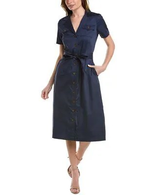 Женское платье-рубашка с завязками на талии Brooks Brothers, синее 16