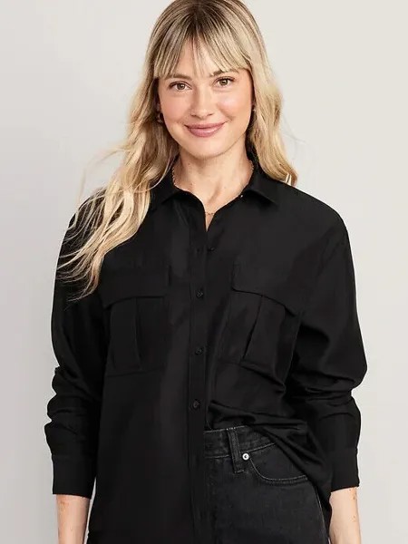 Повседневная блузка Old Navy Black с длинными рукавами, размер L