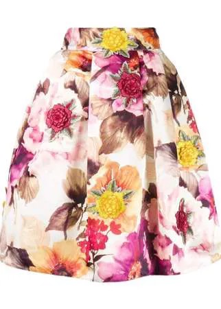 Philipp Plein юбка А-силуэта с цветочным принтом
