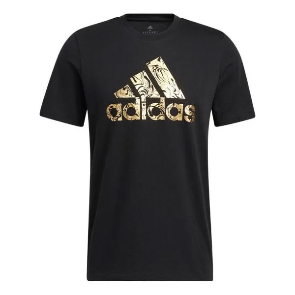 Футболка Men's adidas Large Logo Printing Casual Round Neck Pullover Short Sleeve Black T-Shirt, черный