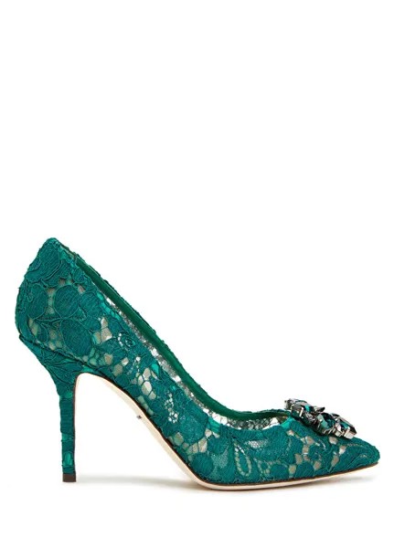 Радужно-зеленые туфли на шпильке Dolce&Gabbana