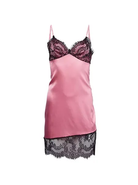 Мини-платье из шелка и кружева Fleur Du Mal, цвет pink cadillac