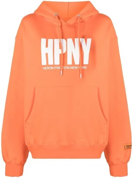 Heron Preston худи с кулиской и принтом, оранжевый