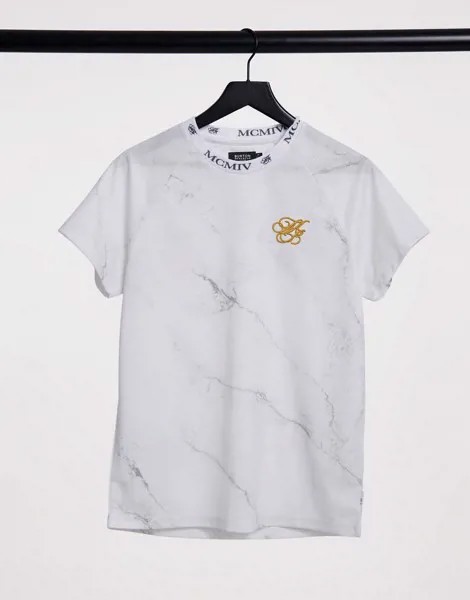 Белая футболка с фирменным мраморным принтом Burton Menswear-Белый