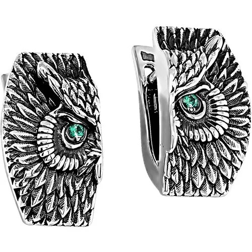 Серьги KABAROVSKY, серебро, 925 проба, оксидирование, фианит