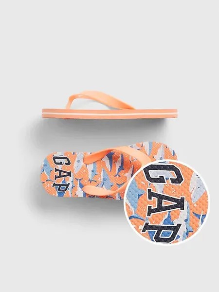 NWT GAP Kids Boys Sharks Gap Logo Вьетнамки Сандалии-стринги Оранжевый мальчик 3/4