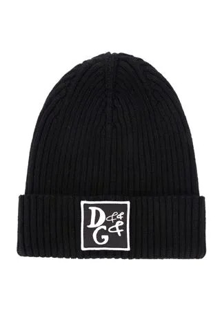 Dolce & Gabbana Kids шапка бини в рубчик с нашивкой-логотипом