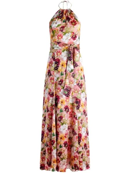 Платье Dita с вырезом халтер и цветочным принтом alice + olivia, розовый