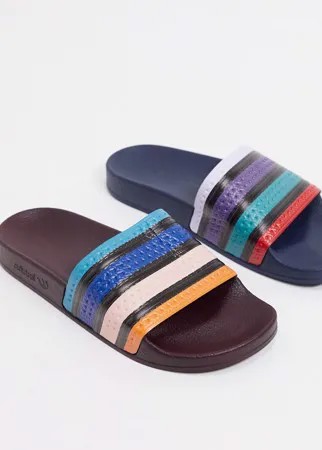 Непарные шлепанцы с разноцветными полосами adidas Originals-Мульти