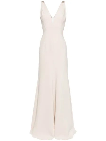 Платье макси Lola с V-образным вырезом Jenny Packham, бежевый