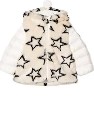 Moncler Enfant пуховик со вставками и принтом