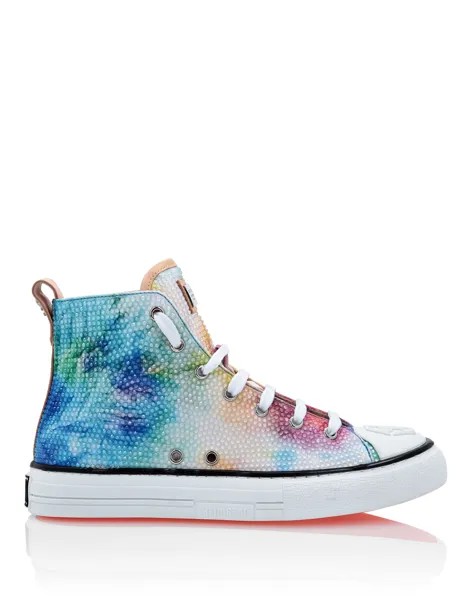 Атласные высокие кеды Tie Dye Philipp Plein, мультиколор