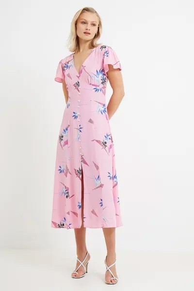 Розовое платье Eugie Delph с V-образным вырезом French Connection, розовый