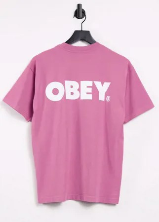 Свободная футболка с принтом на спине Obey-Розовый цвет
