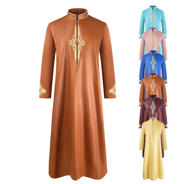 Рамадан мусульманская абайя однотонный дом халат для мужчин новинка 2021 Дубай индейка индийский винтажный Модный свободный исламский костю...