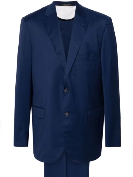 Corneliani костюм с однобортным пиджаком и узором в елочку, синий