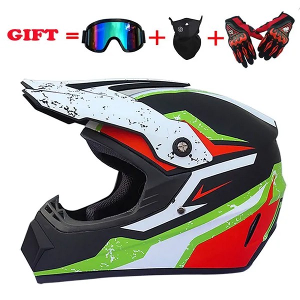 Мотоциклетный шлем для пересеченной местности защитный шлем для горного велосипеда защитный шлем отправляется маска, перчатки и очки