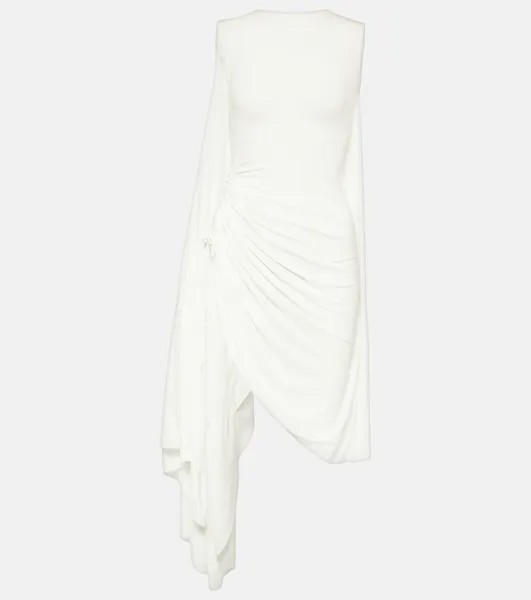 Асимметричное мини-платье из джерси с драпировкой Alaïa, белый