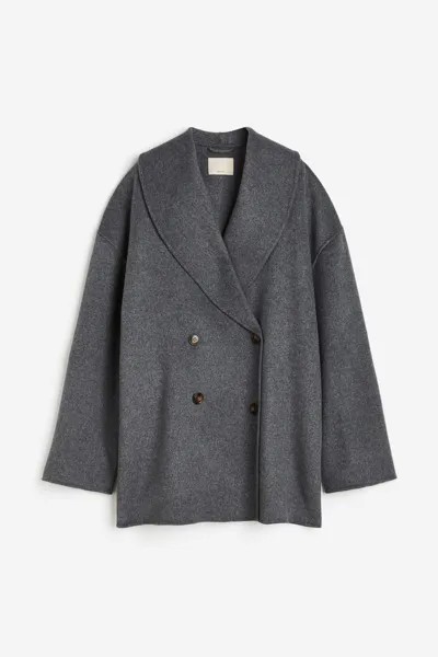 Пальто H&M Oversized Wool-blend, темно-серый меланж