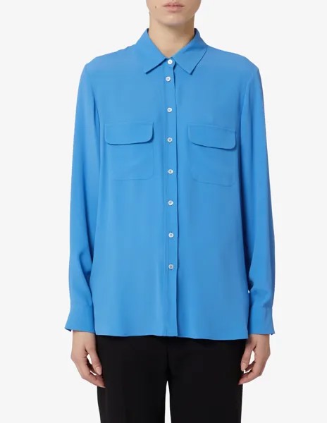 Рубашка Ferrara из шелкового микса с карманами Marella, светло-синий