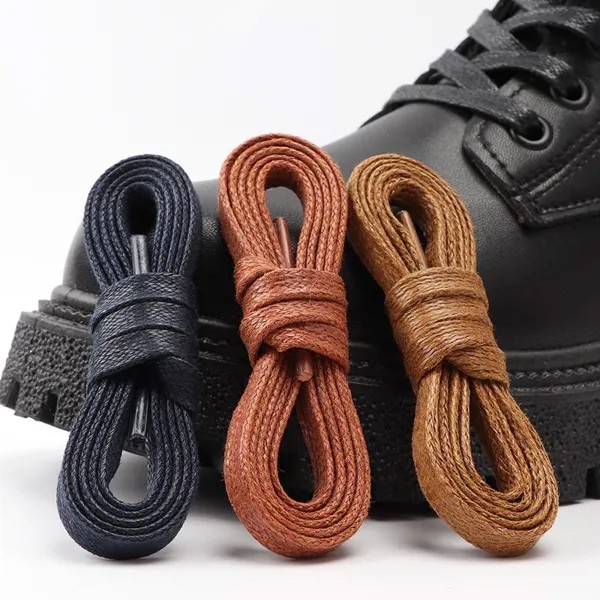 Хлопок Вощеные шнурки Плоские шнурки для обуви Oxford Boots Шнурки для обуви Водонепроницаемый кожаный шнурок 60/80/100/120/140/180cm 1Пара