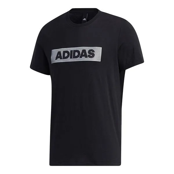 Футболка m gfx t lng box логотип печать спортивная круглая горловина короткий рукав Adidas, черный
